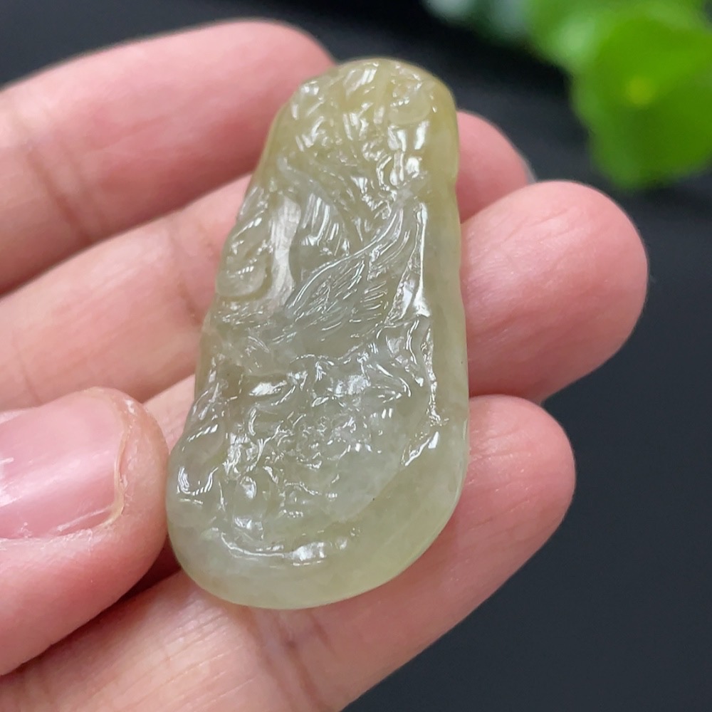 F28230352 Jadeite Phoenix and Peony Pendant