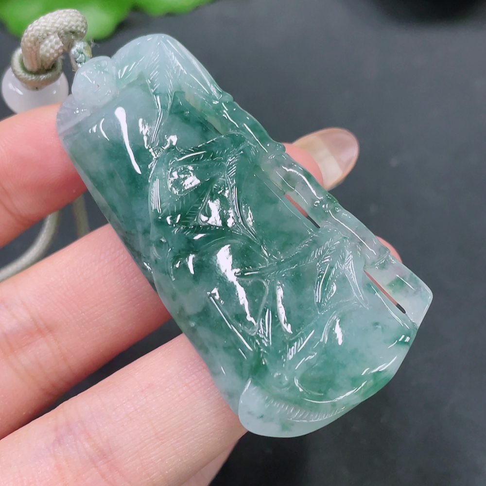 F18059015 Jadeite Bamboo Pendant Total Weight 26.493g