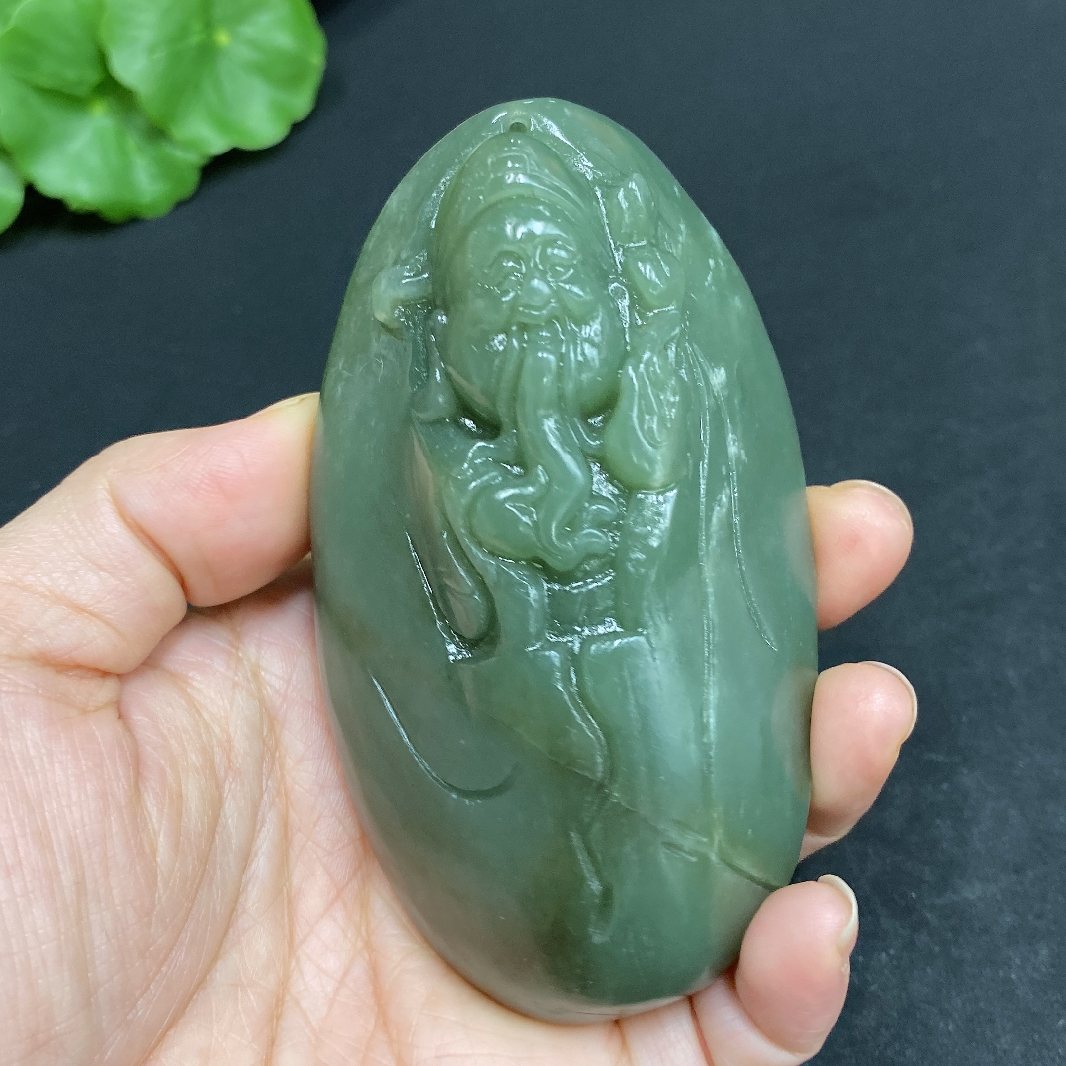 H33878753 Hetian Jade Handheld Carving - God of Wealth, Total Weight Approx. 203.6g