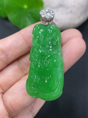 F41934139 翡翠挂件福禄如意 18k 配镶钻石 货品总约重15g