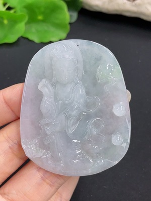 F41949614 翡翠观音挂件 货品总重约38.62g