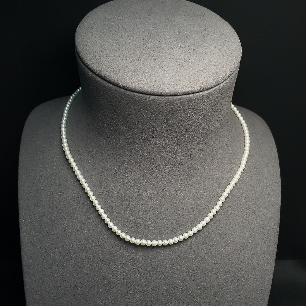 C30512490 Pearl Beaded Necklace Marked Red Not Gold Rest 18k Gold Card 3.2mm Approx Total Weight About 6.22g