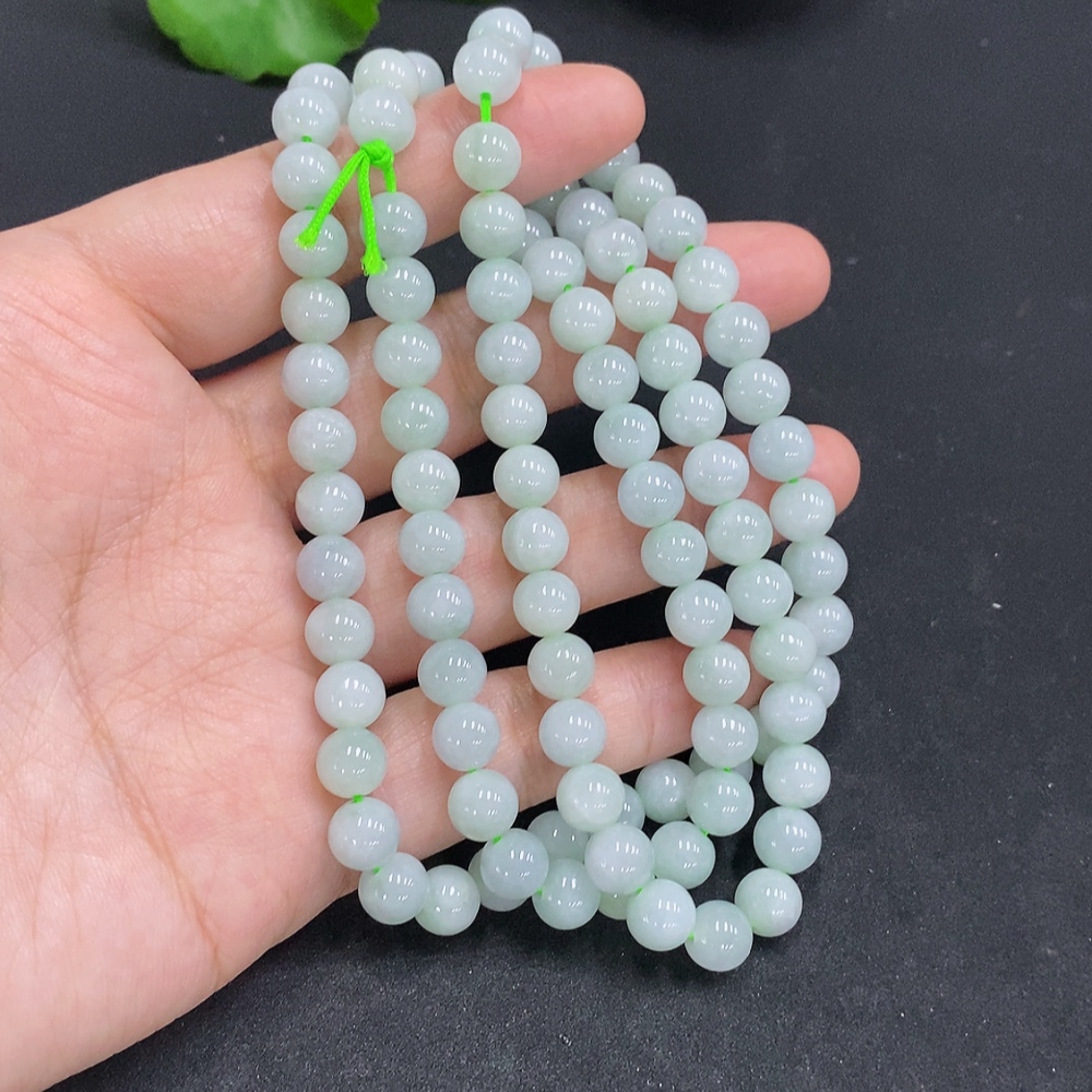 F30452014 Jadeite Bead Necklace Approx. 7.4mm Total Weight Approx. 70.8g