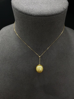 C20195748 Seawater Pearl Necklace, 18K Gold Chain, Total Weight Approx. 3.29g, Size About 11.7mm