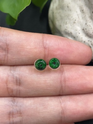 F12385231 Jadeite Ear Studs 18K Gold Setting Total Weight 0.45g