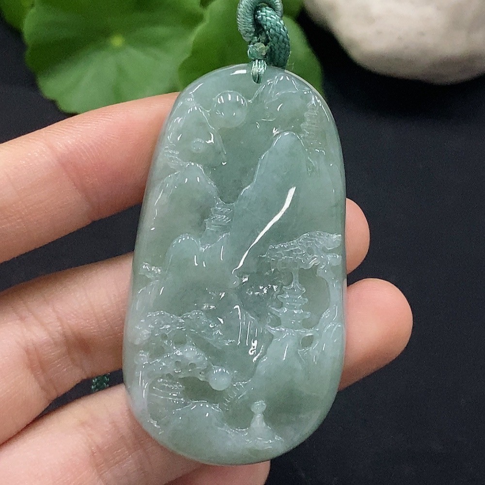 F29426973 Jadeite Landscape Pendant, Total Weight Approx. 32.3g