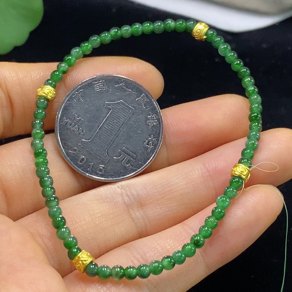 F34025186 Jadeite Bracelet Approx. 2.8mm Beads Total Weight 3.52g Non-Gold