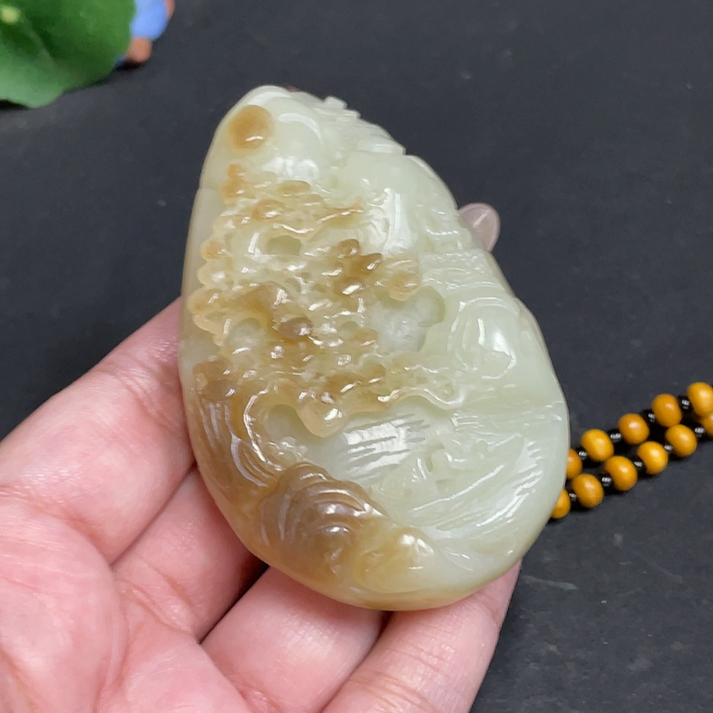 H30464005 Hetian Jade Pendant Landscape Total Weight Approx. [including chain] 119.2g