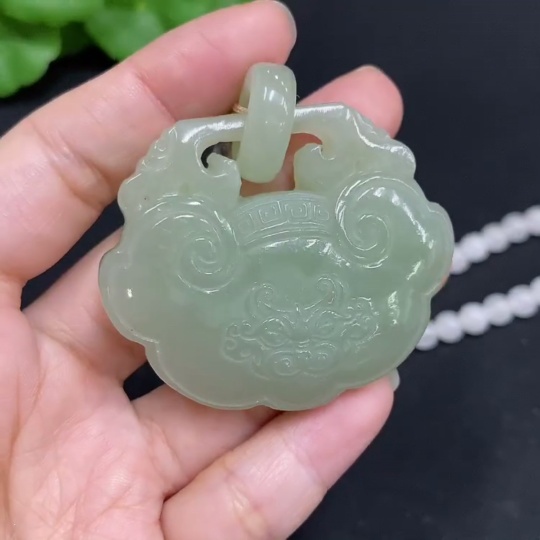 H34015585 Hetian Jade Pendant Antique Piece Total Weight Approx. (including chain, chain not Hetian Jade) 87.2g