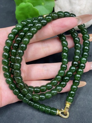 H32778114 Hetian Jade Bead Necklace Approx. 6.7mm Total Weight Approx. 63.2g