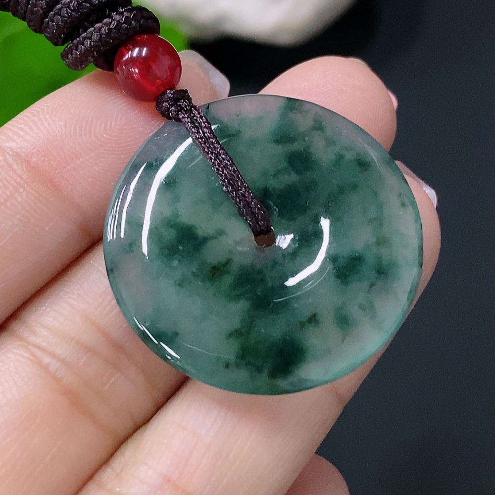 F26004985 Jadeite Safety Buckle Pendant Total Weight Approx. 7.5g (Including Rope Weight)