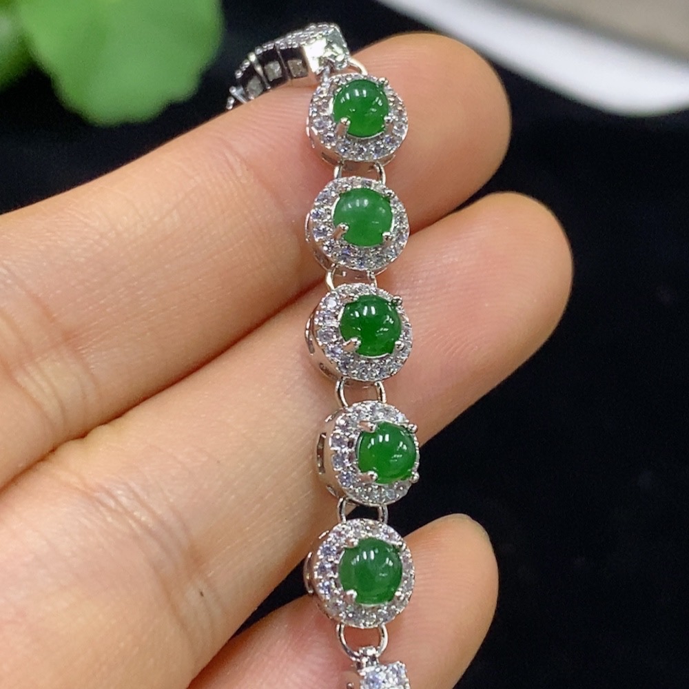 F34948001 Jadeite Inlaid Bracelet Non-Gold Total Weight About 7.34g