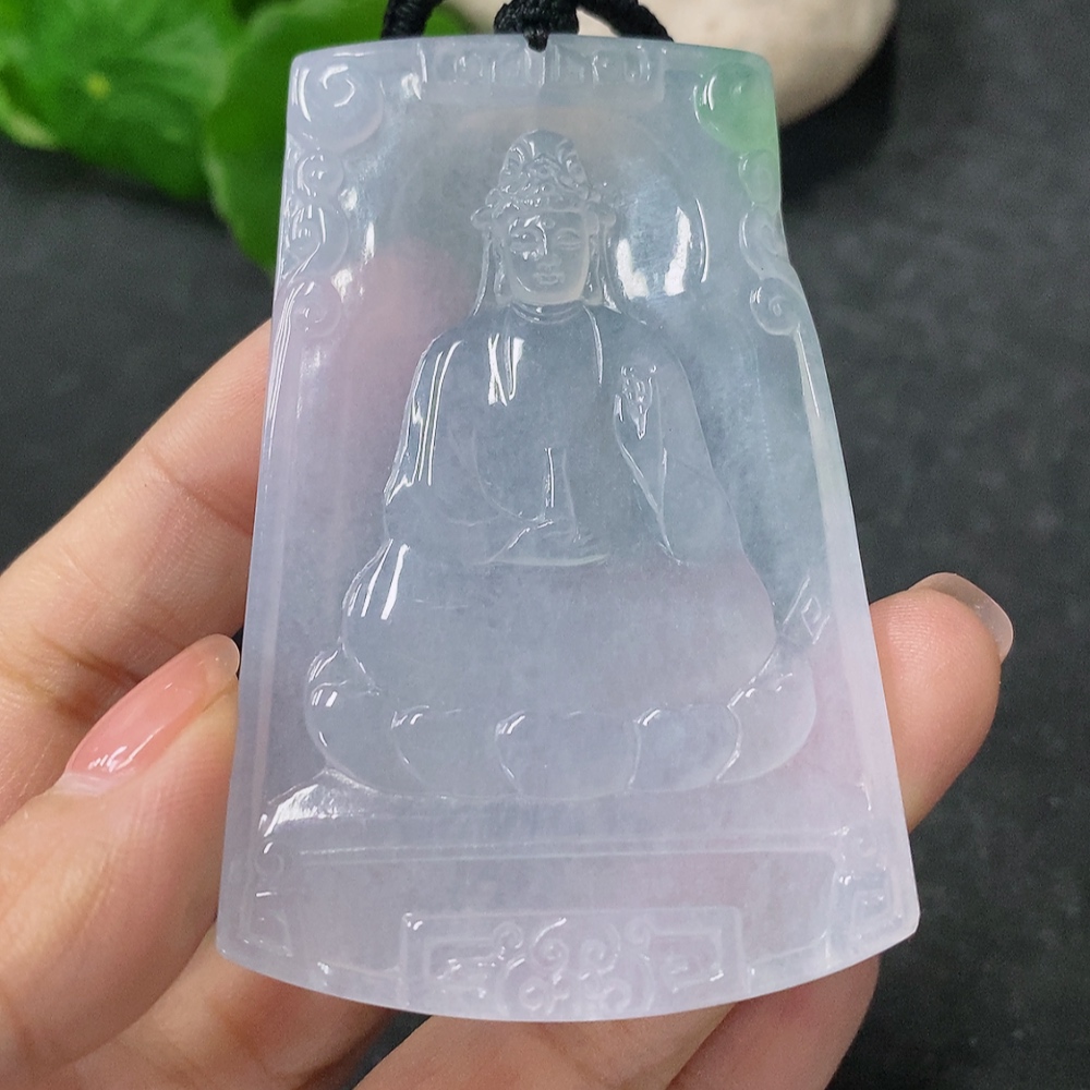 F34043491 Jadeite Pendant Guanyin Gross Weight with Rope 37.49g
