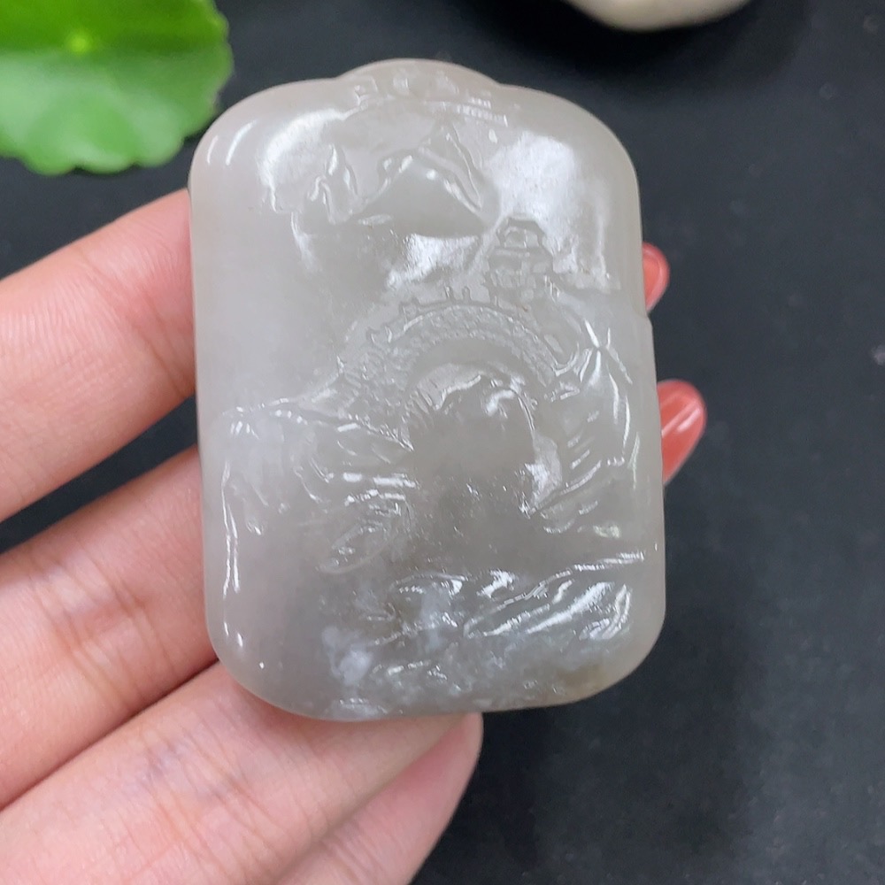 H34063197 Hetian Jade Pendant: Landscape Plaque, Total Weight Approx. 48g