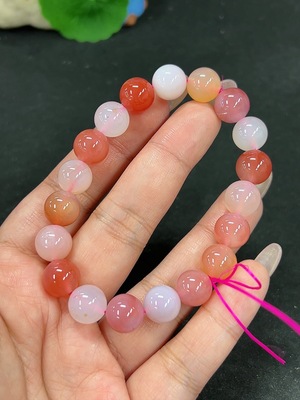 H41938909 盐源玛瑙手串 卡10.1mm左右 仅红色 货品总重约31.4g