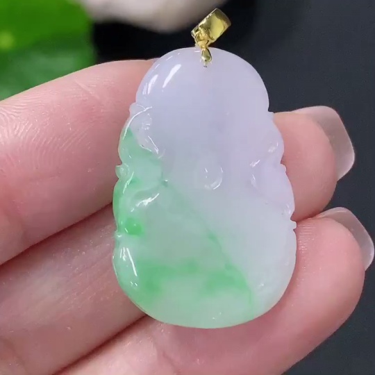 F34076329 Jadeite Pendant Lotus Leaf 18k Total Weight Approx. 4.12g