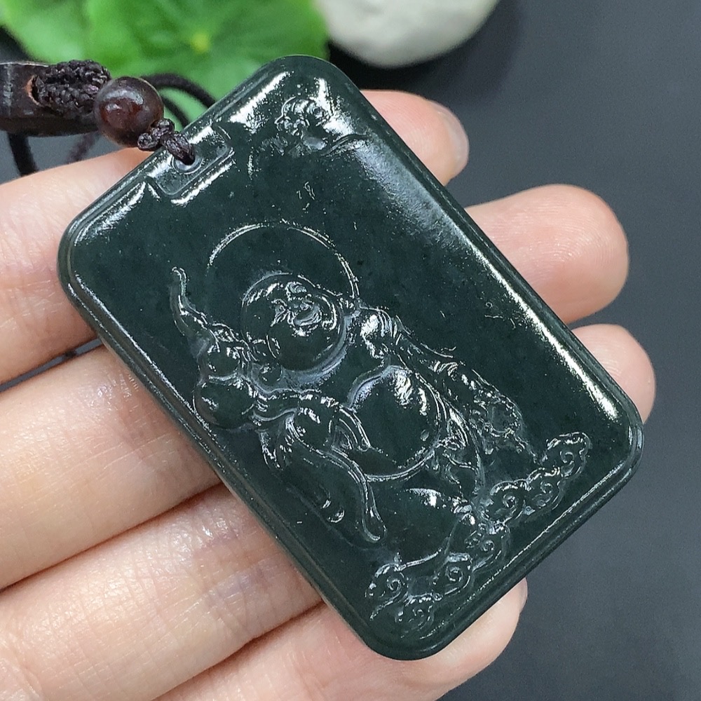 H16798536 Hetian Jade Buddha Pendant, total weight approximately 42.96g (including cord weight)