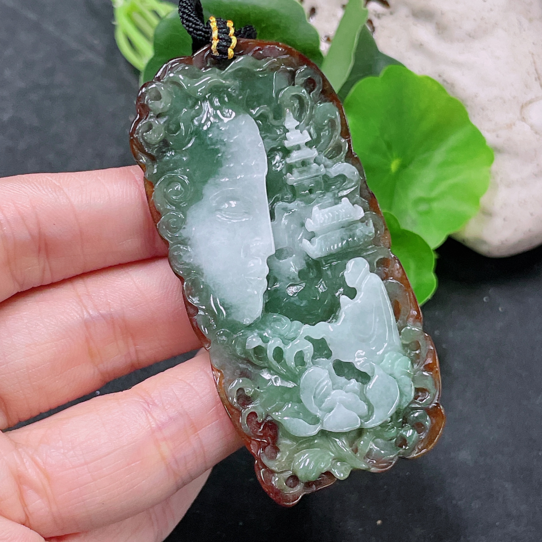 F33864697 Jadeite Pendant, Color Origin Undetermined, Total Weight Including Rope Approximately 31.3g