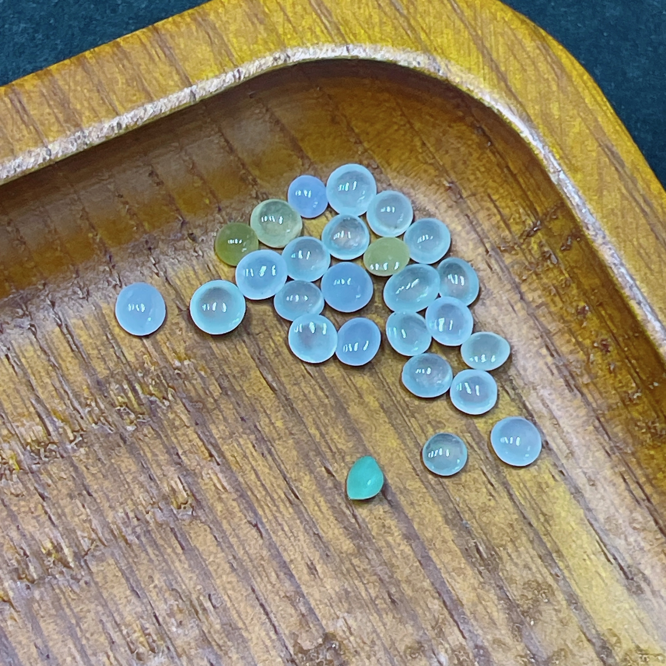 F34983846 Jadeite Cabochon Sell as a Lot Yellow Red Color Origin Undetermined