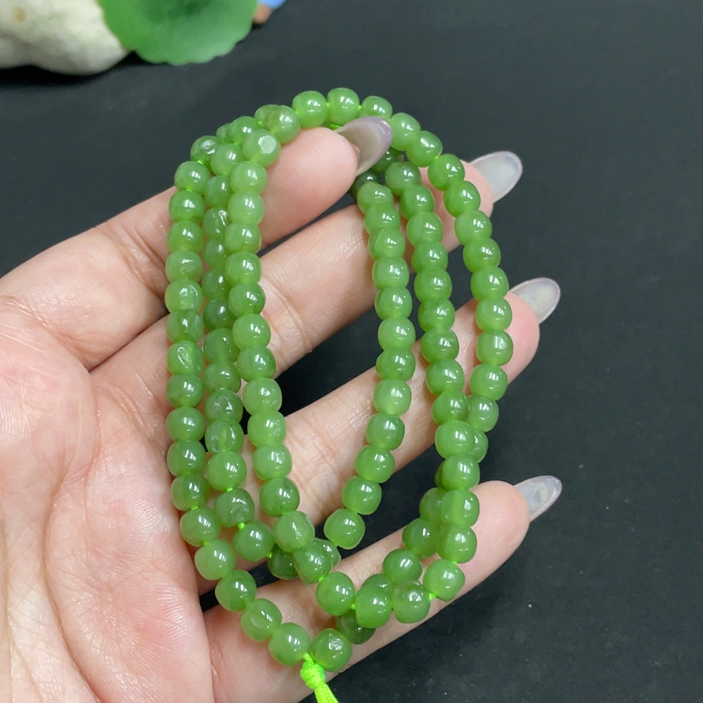 H34956861 Hetian Jade Bead Necklace, Approx. 5.8mm, Total Weight Approx. 36g