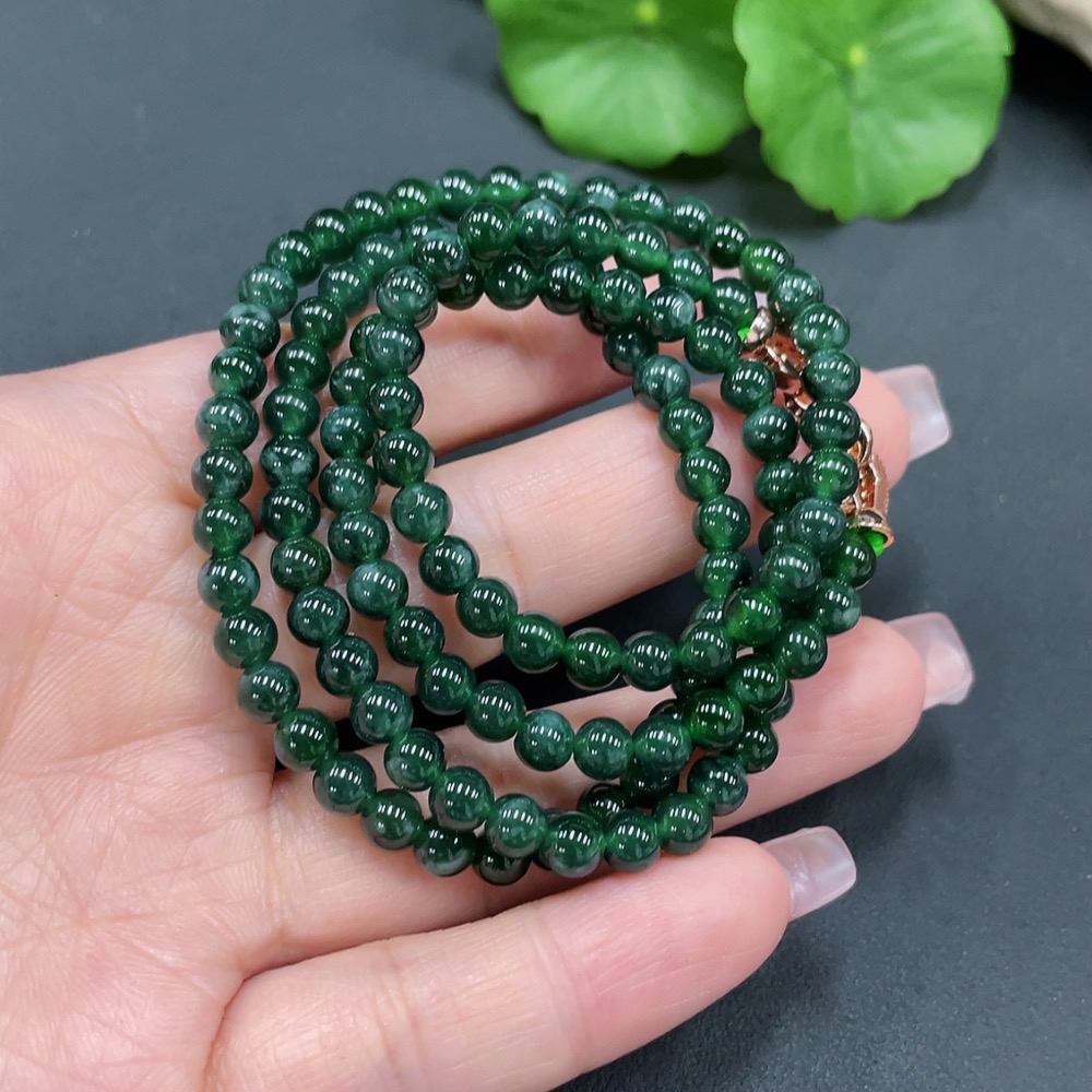 F19174412 Jadeite Bead Necklace Approx. 5mm Non-Gold Setting Total Weight 29.425g