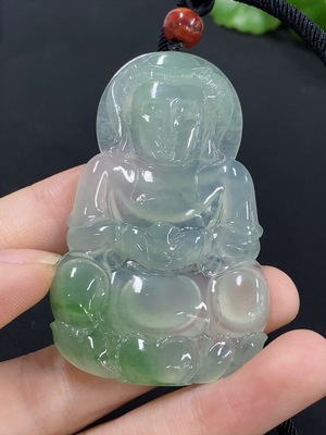 F42968867 翡翠观音挂件 配南红 货品总重约23.08g