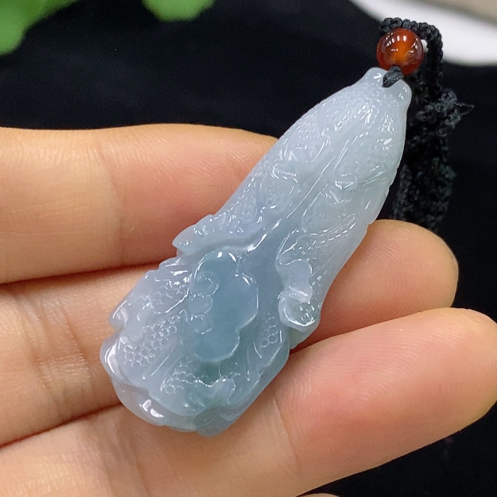 F33860871 Jadeite Cabbage Pendant Total Weight Approx. 14.35g (Including Rope Weight) With Non-Grade A Beads