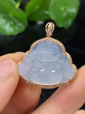F25923543 Jadeite Buddha Pendant with 18K Gold Setting, Total Weight Approx. 5.83g