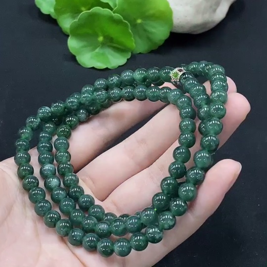F34996587 Jadeite Bead Necklace Approximately 6.8mm Non-Gold Inlaid Total Weight About 59.08g