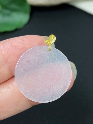 F46545443 翡翠无事牌挂件 18k金扣头 货品总重约2.9g