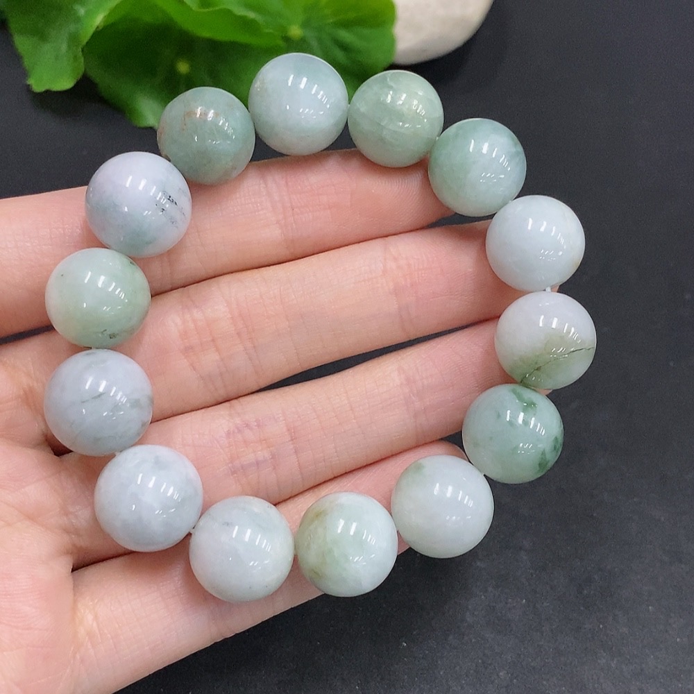 F35124108 Jadeite Beads Total Weight Approx. 57g Size 13.5mm Contains Small Amount Colored Polishing Powder