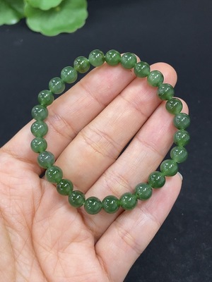 H46559298 和田玉碧玉手串 卡6mm左右    货品总重约9.1g