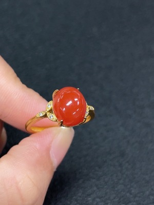 C33923305 South Agate Ring, Non-Gold, Adjustable, Total Weight Approx. 2.89g