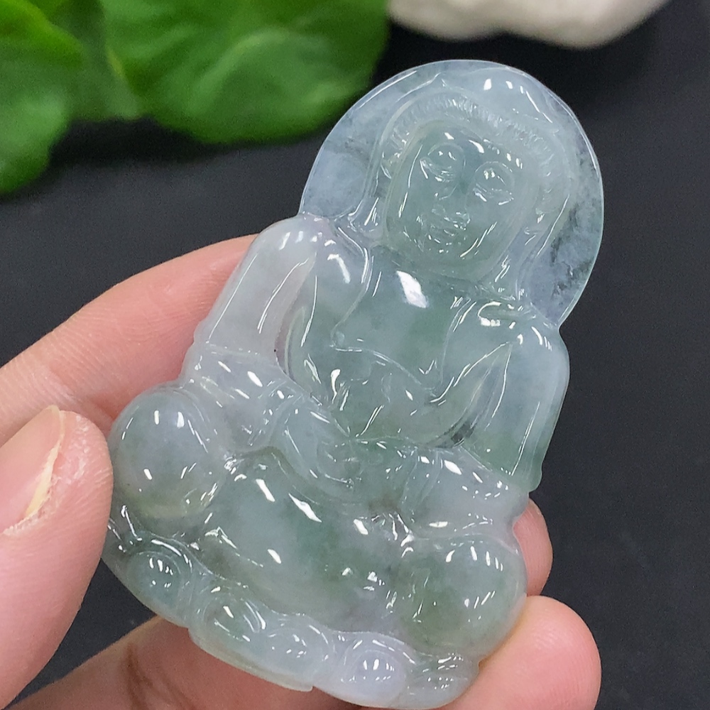 F33856719 Jadeite Guanyin Pendant, Total Weight Approx. 14.5g