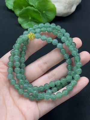 F34996584 Jadeite Bead Necklace Approx. 6.5mm Non-Gold-Inlaid Total Weight Approx. 42.45g