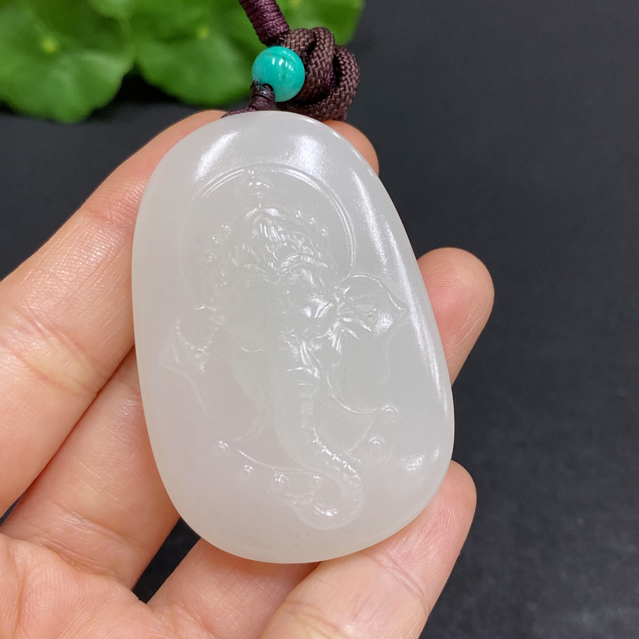 H28280729 Hetian Jade Pendant Ganesha Total Weight (including rope) 40.4g