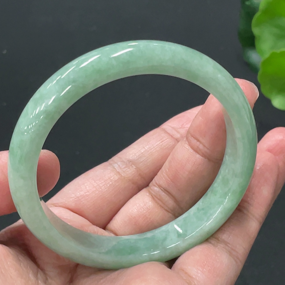 F33909496 Jadeite Round Bangle, Total Weight Approx. 43.7g, Size 55.8
