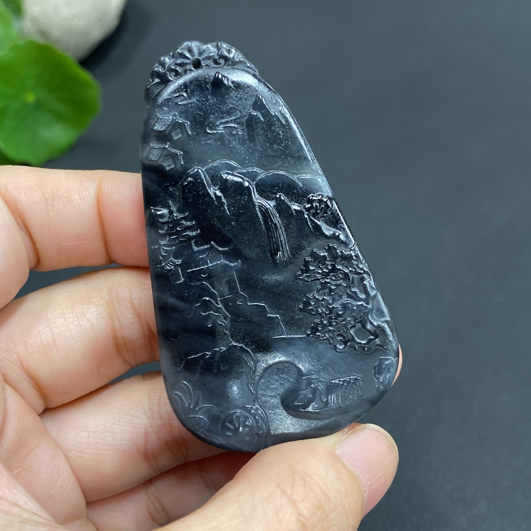 H19143105 Hetian Jade Pendant, Landscape Plaque, Total Weight Approx. 39.3g