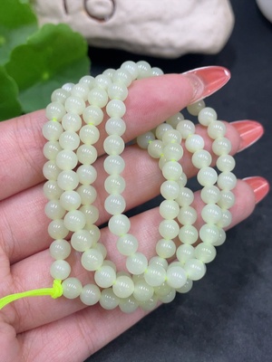 H34016224 Hetian Jade Bead Necklace Approx. 4.8mm Total Weight Approx. 22.5g