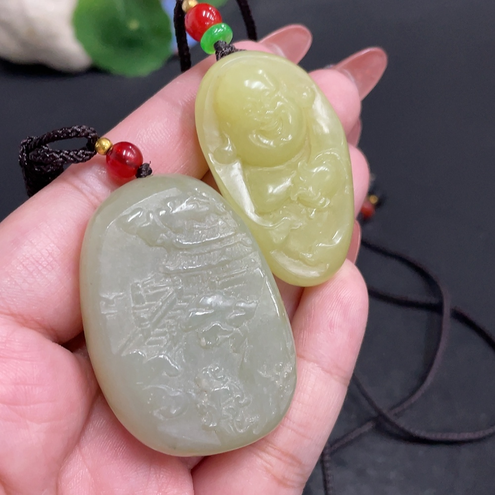 H34055076 Hetian Jade Pendant - Buddha - Landscape