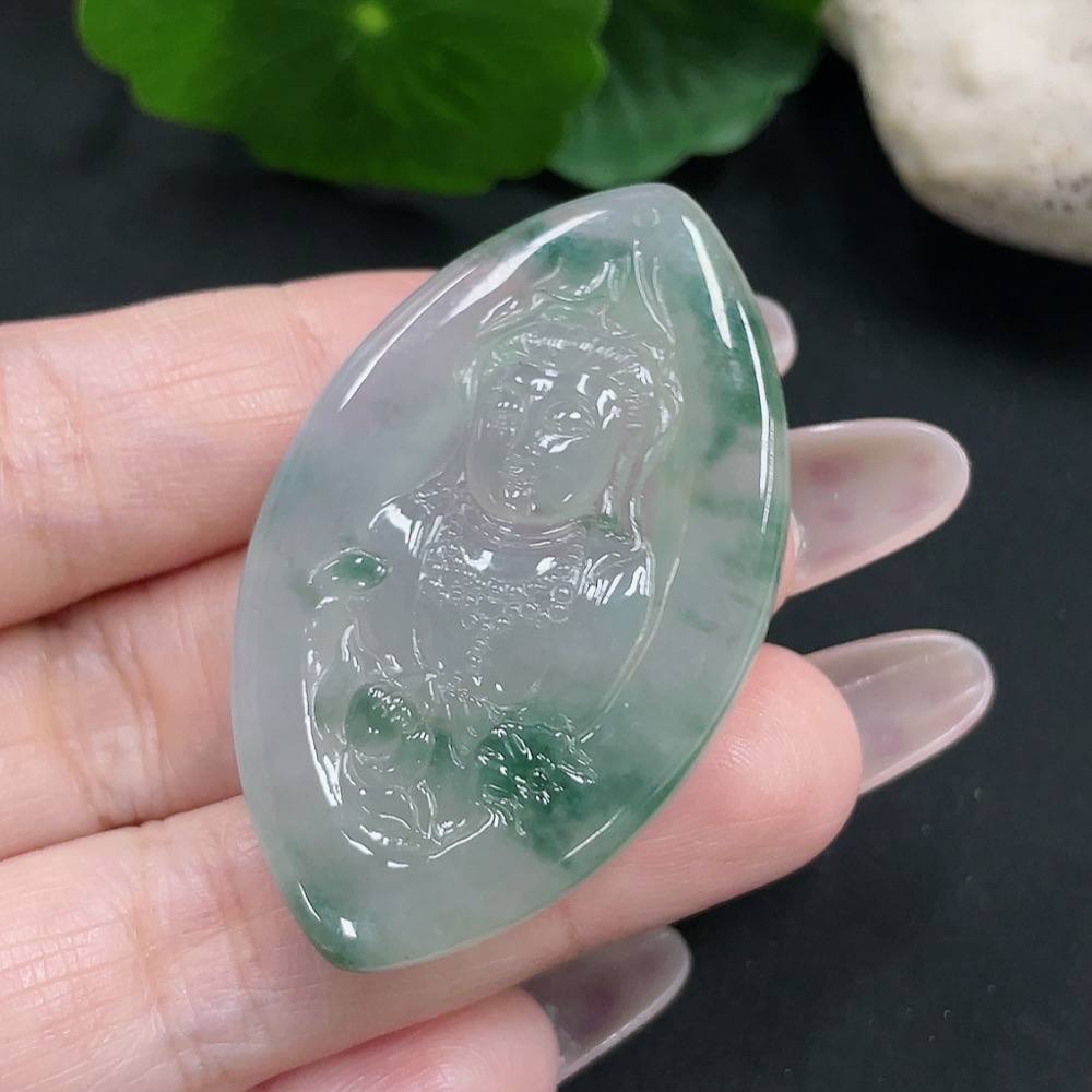 F35082852 Jadeite Guanyin Pendant Total Weight Approx. 17.8g