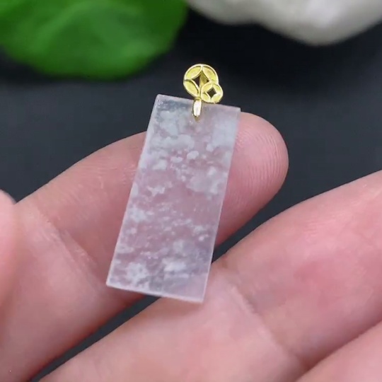 F34001212 Jadeite Plain Pendant (No imprint, surface gold content Au75%) total weight approx. 0.9g