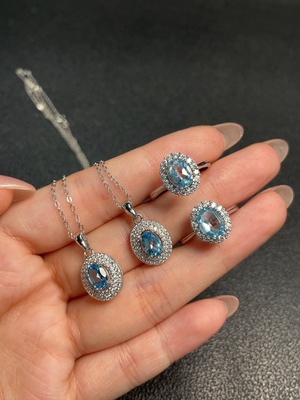 C33921640 Topaz Pendant + Ring (Color Origin Undetermined, Adjustable Opening, Non-Gold, Total Weight Approx. 9g Including Chain, Sell as a Lot)