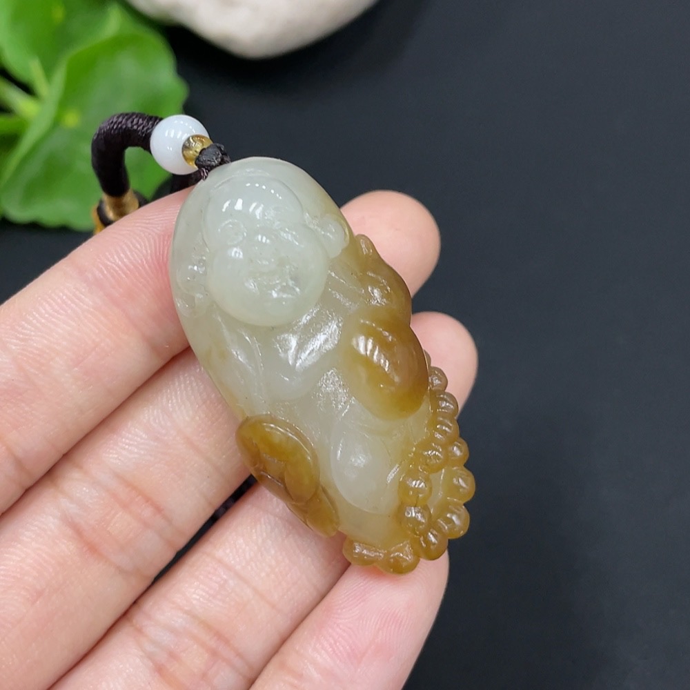 H29324832 Hetian Jade Pendant Buddha Beads Not Hetian Jade Total Weight Approx. (Including Rope) 25.9g