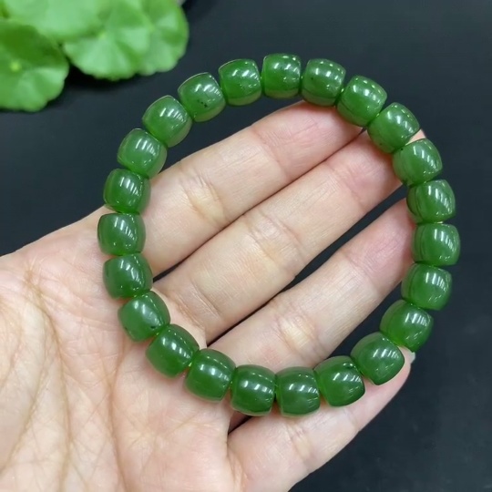 H34014846 Hetian Jade Jasper Bracelet Approx. 8.6 mm Total Weight Approx. 27.1g