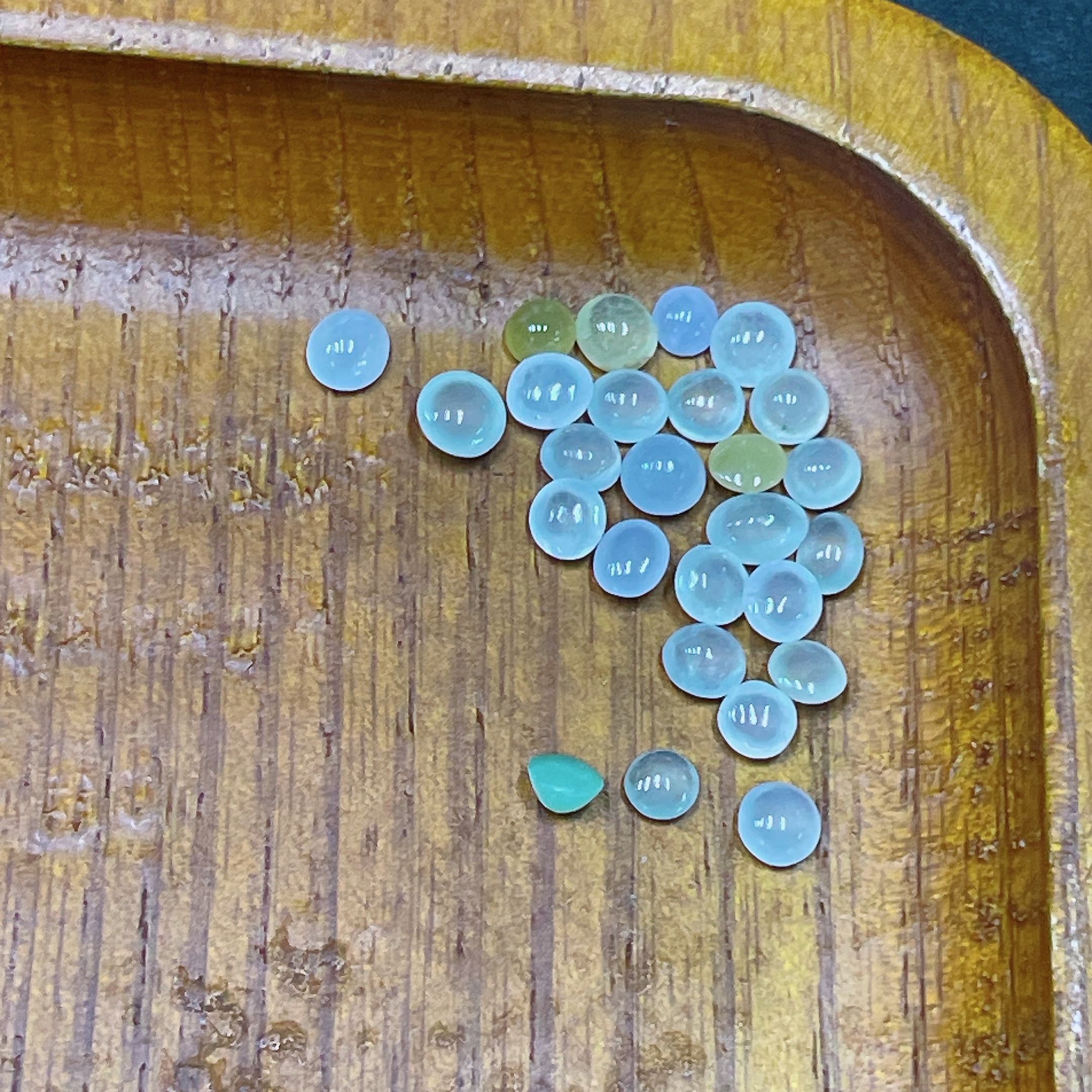 F34983846 Jadeite Cabochon Sell as a Lot Yellow Red Color Origin Undetermined