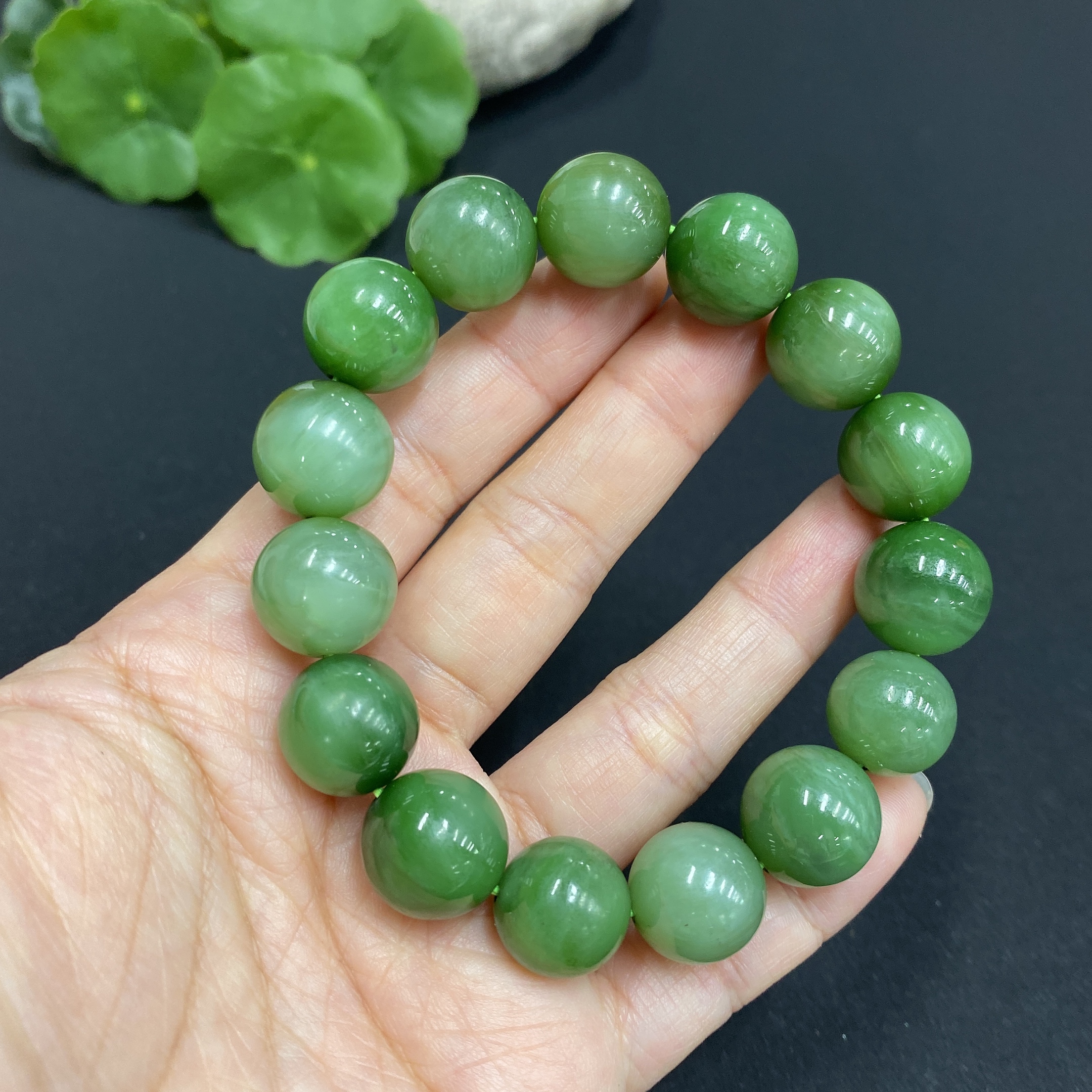 H32760030 Hetian Jade Bracelet Approx.13.6mm Total Weight Approx.58.2g