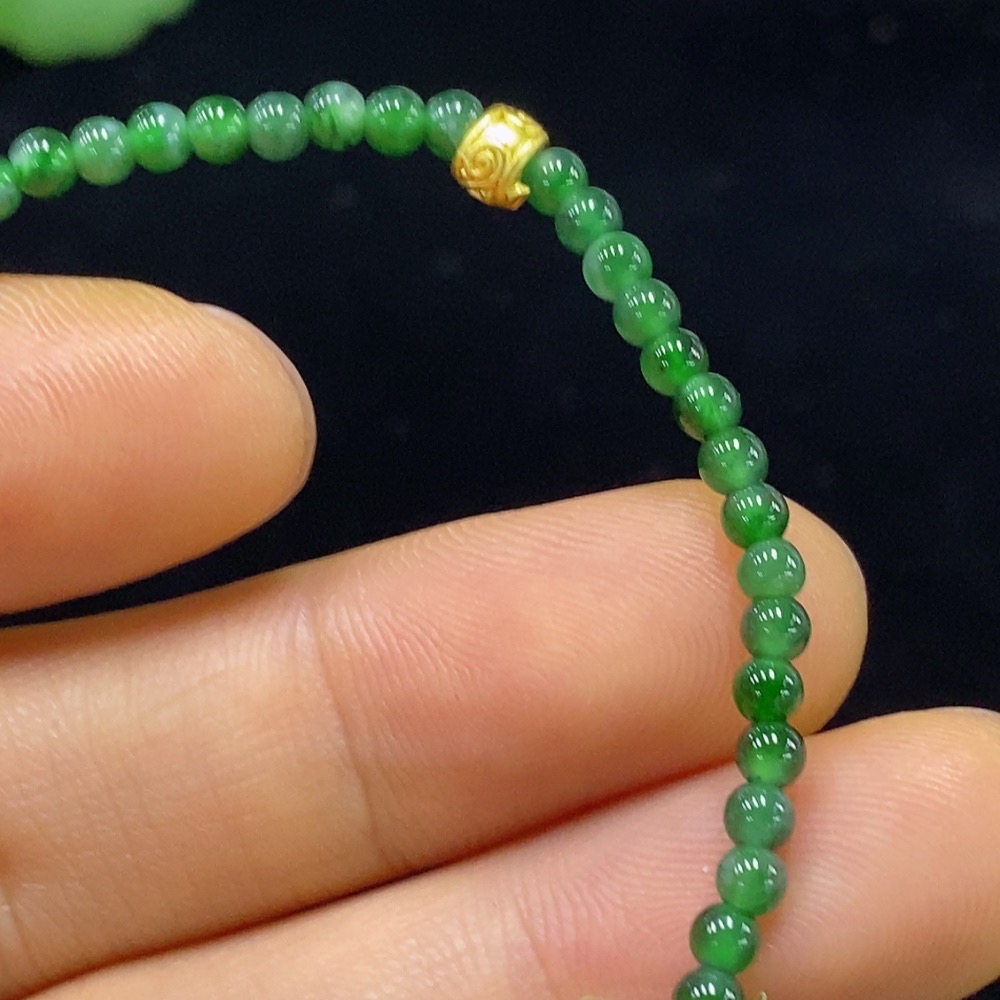 F34025186 Jadeite Bracelet Approx. 2.8mm Beads Total Weight 3.52g Non-Gold