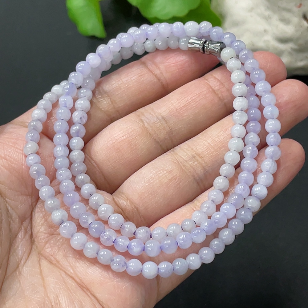 F35108652 Jadeite Bead Necklace Approx. 4.5mm Total Weight Approx. 19.9g Non-Gold Clasp