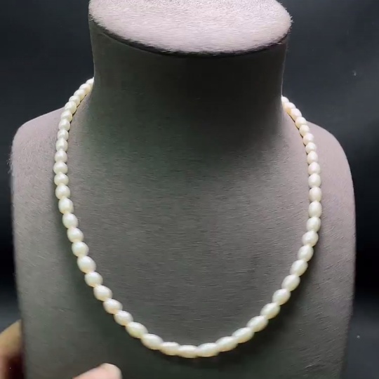 C32764259 Pearl Bead Necklace Total Weight Approx. 21.13g Size About 5.4mm Non-Gold Setting